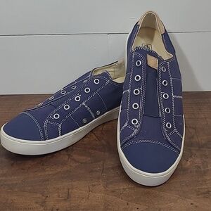 EUC Spenco Orthotic Blue Canvas Slip-on Sneaker Shoe Women's sz 9